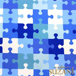 Mavi Puzzle Desenli Kumaş