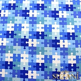 Mavi Puzzle Desenli Kumaş