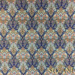 Mavi Şal Damask Desenli Kumaş