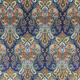 Mavi Şal Damask Desenli Kumaş