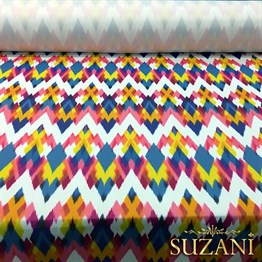 Mavi Sarı Pembe İkat Kumaş