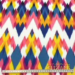 Mavi Sarı Pembe İkat Kumaş