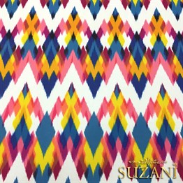 Mavi Sarı Pembe İkat Kumaş