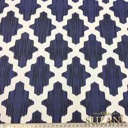 Mavi Zemin Baklava İkat Desenli Kumaş