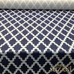 Mavi Zemin Baklava İkat Desenli Kumaş