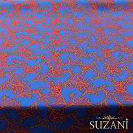 Mavi Zemin Mercan Desenli Kumaş