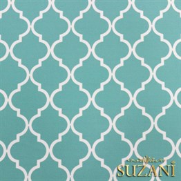 Mint Zemin Üzeri Beyaz Moroccan Desenli Kumaş