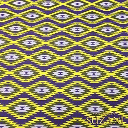 Mor Sarı Kilim Desenli Kumaş