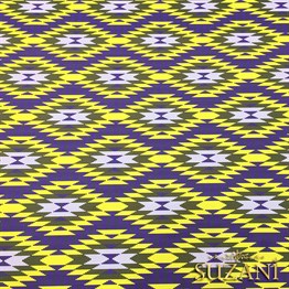 Mor Sarı Kilim Desenli Kumaş