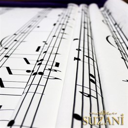 Müzik Notaları Desenli Kumaş