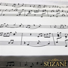 Müzik Notaları Desenli Kumaş