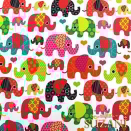 Pembe Fil Desenli Çocuk Kumaşı