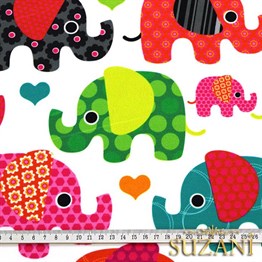 Pembe Fil Desenli Çocuk Kumaşı