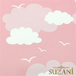 Pembe Fon Pembe Beyaz Bulutlu Kumaş