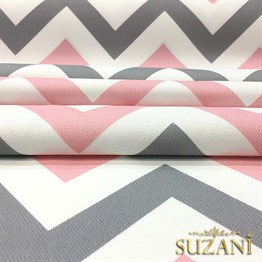 Pembe Gri Zigzag Döşemelik Kumaş
