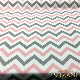 Pembe Gri Zigzag Döşemelik Kumaş