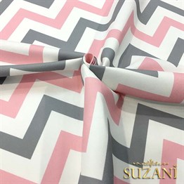 Pembe Gri Zigzag Döşemelik Kumaş