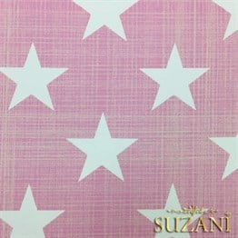 Pembe Keten Efekt Yıldız Desenli Kumaş