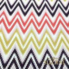 Pembe Sarı Geometrik Zigzag Kumaş