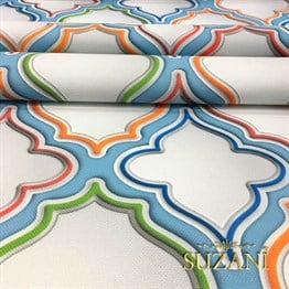 Renkli Baklava Desenli Döşemelik Kumaş