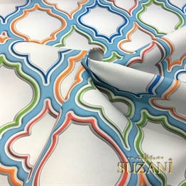 Renkli Baklava Desenli Döşemelik Kumaş