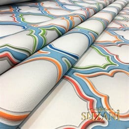 Renkli Baklava Desenli Döşemelik Kumaş