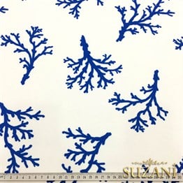 Saks Mavi Mercan Dalı Desenli Kumaş