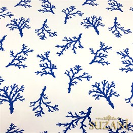 Saks Mavi Mercan Dalı Desenli Kumaş