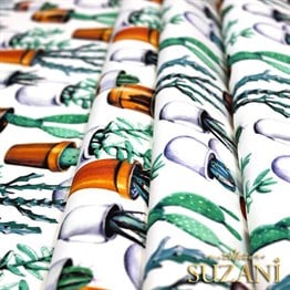 Saksılı Kaktüs Desenli Kumaş