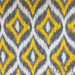 Sarı Gri İkat Desenli Kumaş