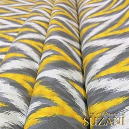 Sarı Gri İkat Desenli Kumaş