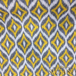 Sarı Gri İkat Desenli Kumaş