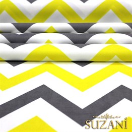 Sarı-Gri Zigzag Desenli Kumaş