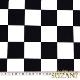 Siyah Beyaz Büyük Kareli Damalı Kumaş