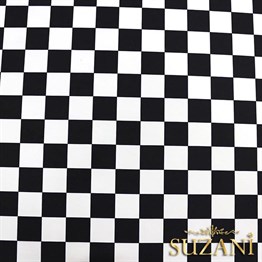 Siyah Beyaz Büyük Kareli Damalı Kumaş