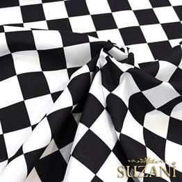 Siyah Beyaz Büyük Kareli Damalı Kumaş