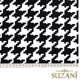 Siyah Beyaz Büyük Kazayağı Desenli Kumaş