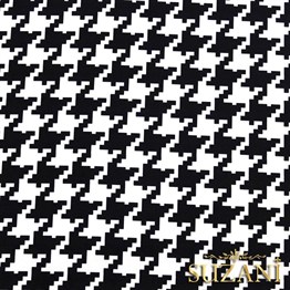 Siyah Beyaz Büyük Kazayağı Desenli Kumaş