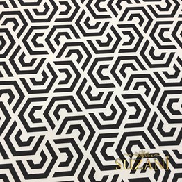 Siyah Beyaz Geometrik Desenli Kumaş