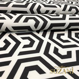 Siyah Beyaz Geometrik Desenli Kumaş