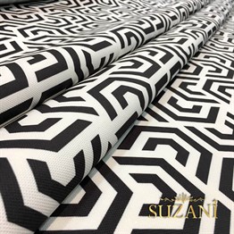 Siyah Beyaz Geometrik Desenli Kumaş