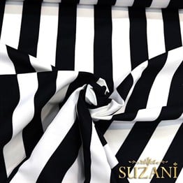 Siyah Beyaz Kalın Dikey Çizgili Kumaş