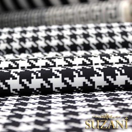 Siyah Beyaz Küçük Kazayağı Desenli Kumaş