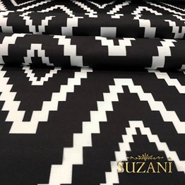 Siyah Beyaz Mozaik Baklava Desenli Kumaş