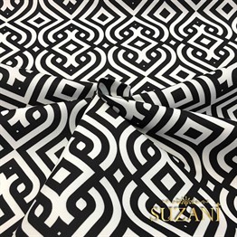 Siyah Beyaz Saray Geometrik Kumaş