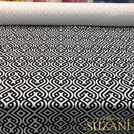 Siyah Beyaz Saray Geometrik Kumaş