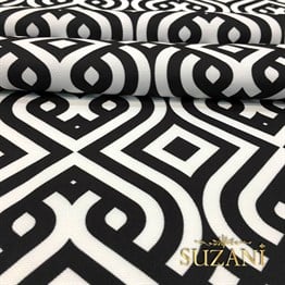 Siyah Beyaz Saray Geometrik Kumaş