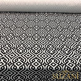 Siyah Beyaz Saray Geometrik Kumaş