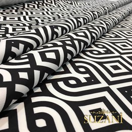Siyah Beyaz Saray Geometrik Kumaş