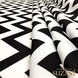 Siyah Beyaz Zigzag Döşemelik Kumaş